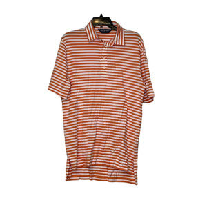 Polo Golf Ralph Lauren Shirt Size Medium Peach White Striped Pima Cotton‎